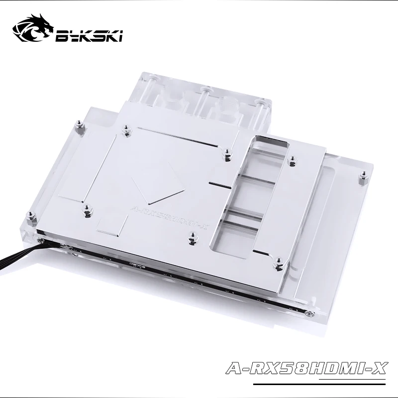 Bykski GPU водный блок для основателей, открытая версия RX580 HDMI Поддержка AURA материнская плата 5v 3pin, 12v 4pin световой порт A-RX58HDMI-X