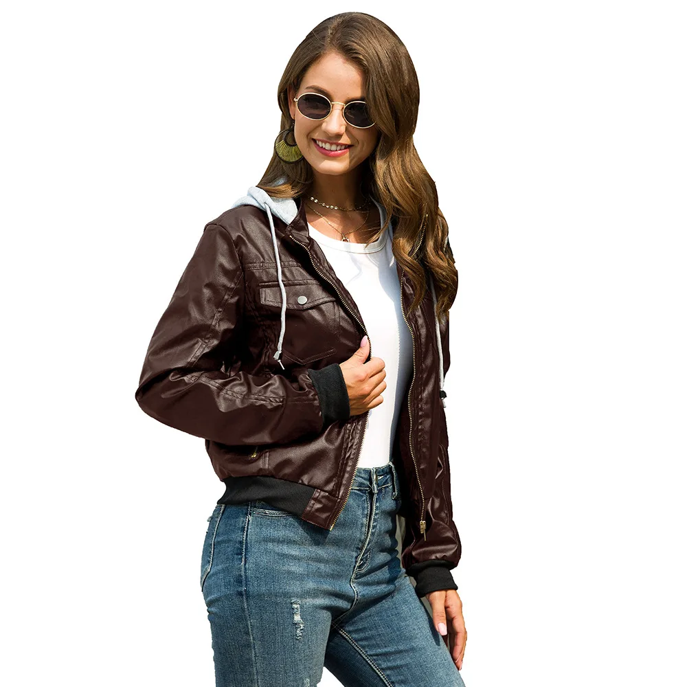 

2020 Woman Pu Jacket Plush And Thicken Fashion Newest Autumn Winter