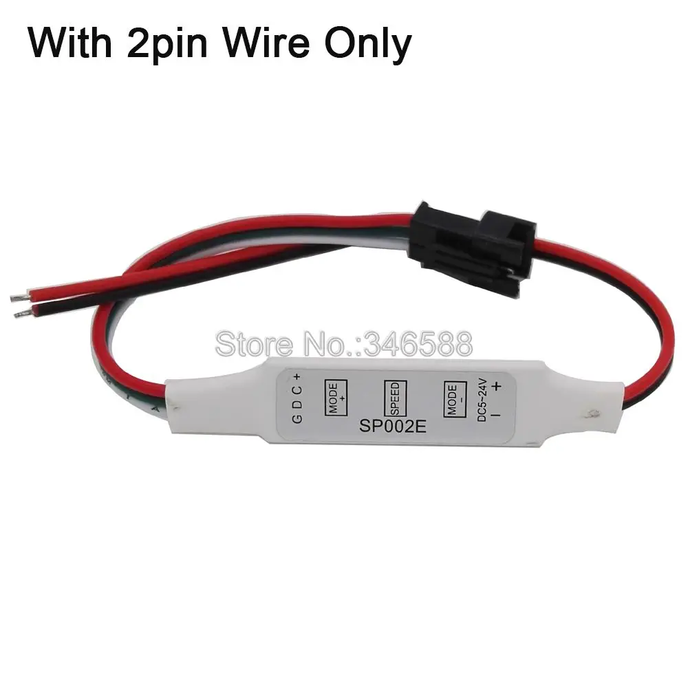 2Pin Wire Connector DC5V-24V светодиодный контроллер SP002E с 3 кнопками, мини-контроллер пикселей, провод постоянного тока, USB интерфейс, 600 пикселей, для WS2812B, WS2811, светодиодный светильник - Цвет: 2Pin Wire Connector