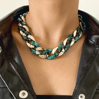 lacteo exaggerated colorful resin acrylic chain choker necklace gothic thick chunky ccb chain for female necklace jewelry
