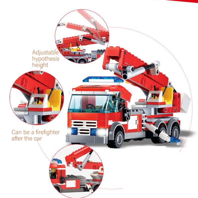 774 шт. детская пожарная машина|Соединяющиеся блоки| |