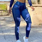 Сексуальные эластичные леггинсы с имитацией джинсов, штаны с высокой талией для фитнеса, облегающие леггинсы для женщин 2021, спортивные Леггинсы с эффектом пуш-ап для женщин, Лидер продаж