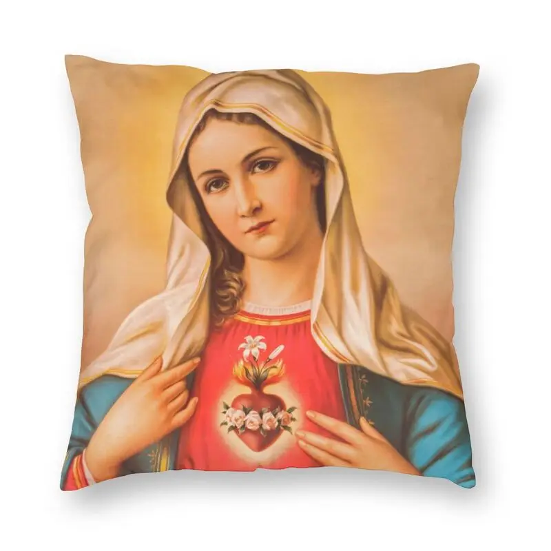 

Fashion Mexico Catholic Virgin Mary Throw Pillow Cover Home Decor Our Lady of Guadalupe Cushion Cover 45x45 Pillowcover For Sofa