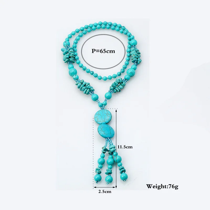 Женское Ожерелье из натурального камня бирюзовое ожерелье с бусинами крупная