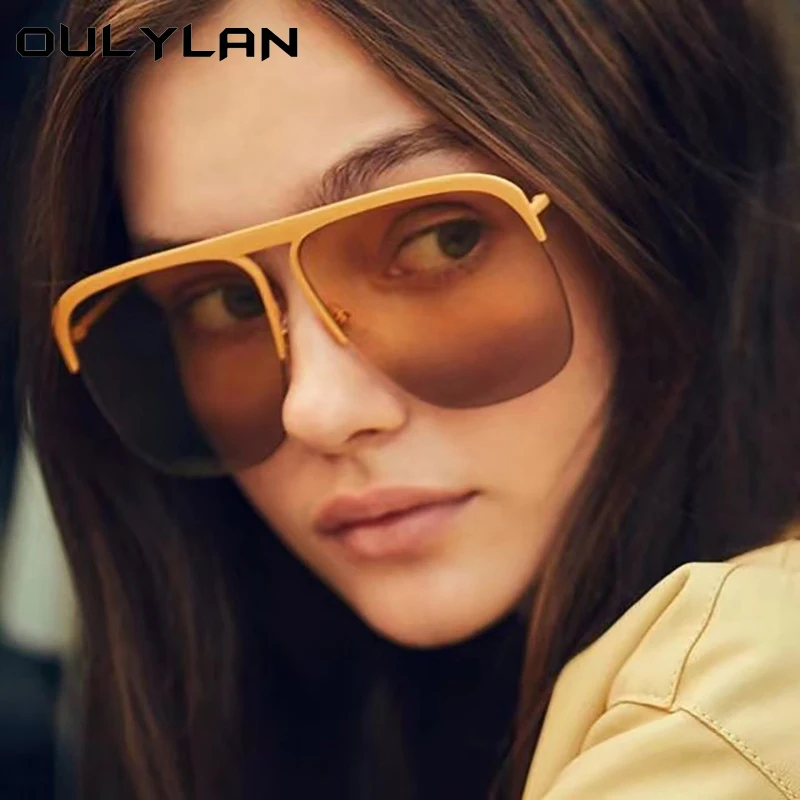 

Oulylan Classic Gradient Sunglasses Women Men Metal Frame Retro Designer Oversized Sun Glasses Ladies UV400 Shades Eyewear