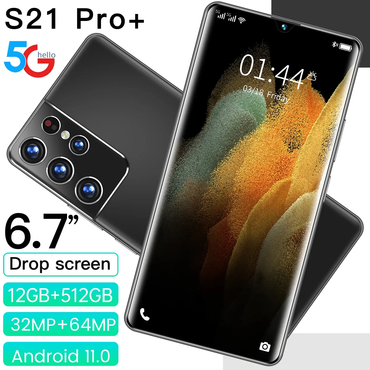 

S21 Pro+12gb Ram 512gb Rom 6.7 Inch Full Screen Face Unlock Android 11.0 2021 New 5g Smart Phone 6000mah Dual Sim Smart Phone