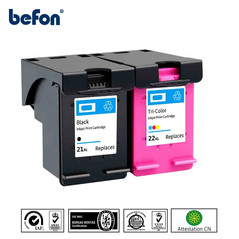 Сменный чернильный картридж befon 21 22 XL для принтера HP HP21 HP22 21XL 22XL Deskjet F2235 2180 2280