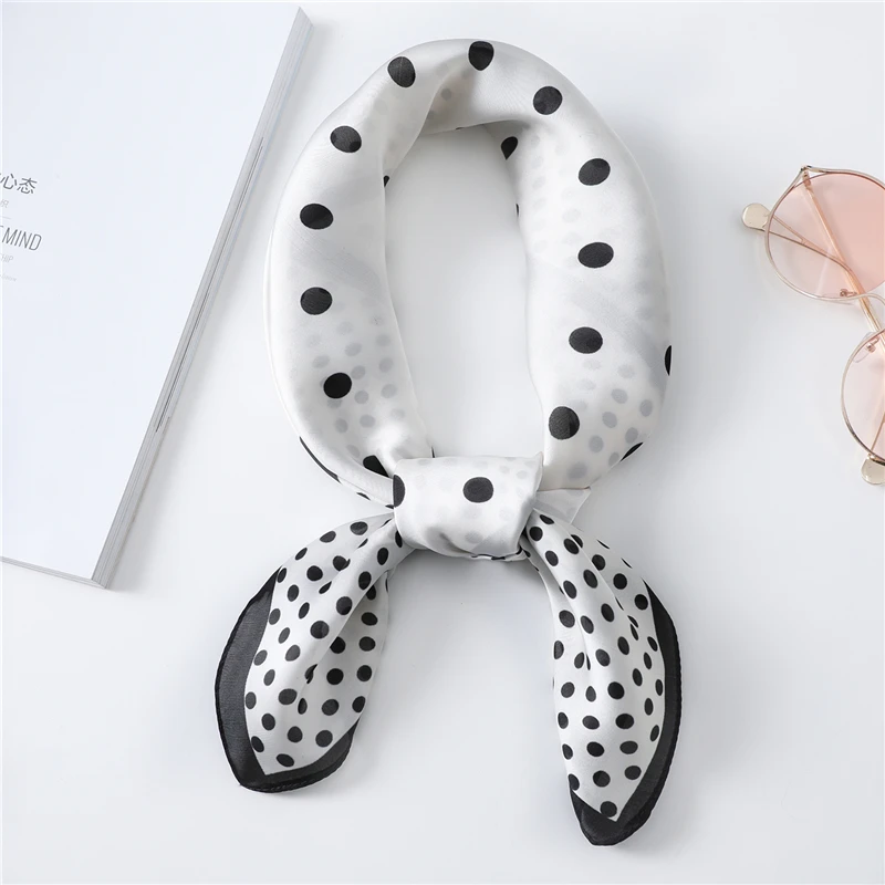 

Korean Style Fashion Point Silk Scarf Small Square Scarf Women's Thin Scarf In Spring and Summer Bib High Quality Silk Scarves