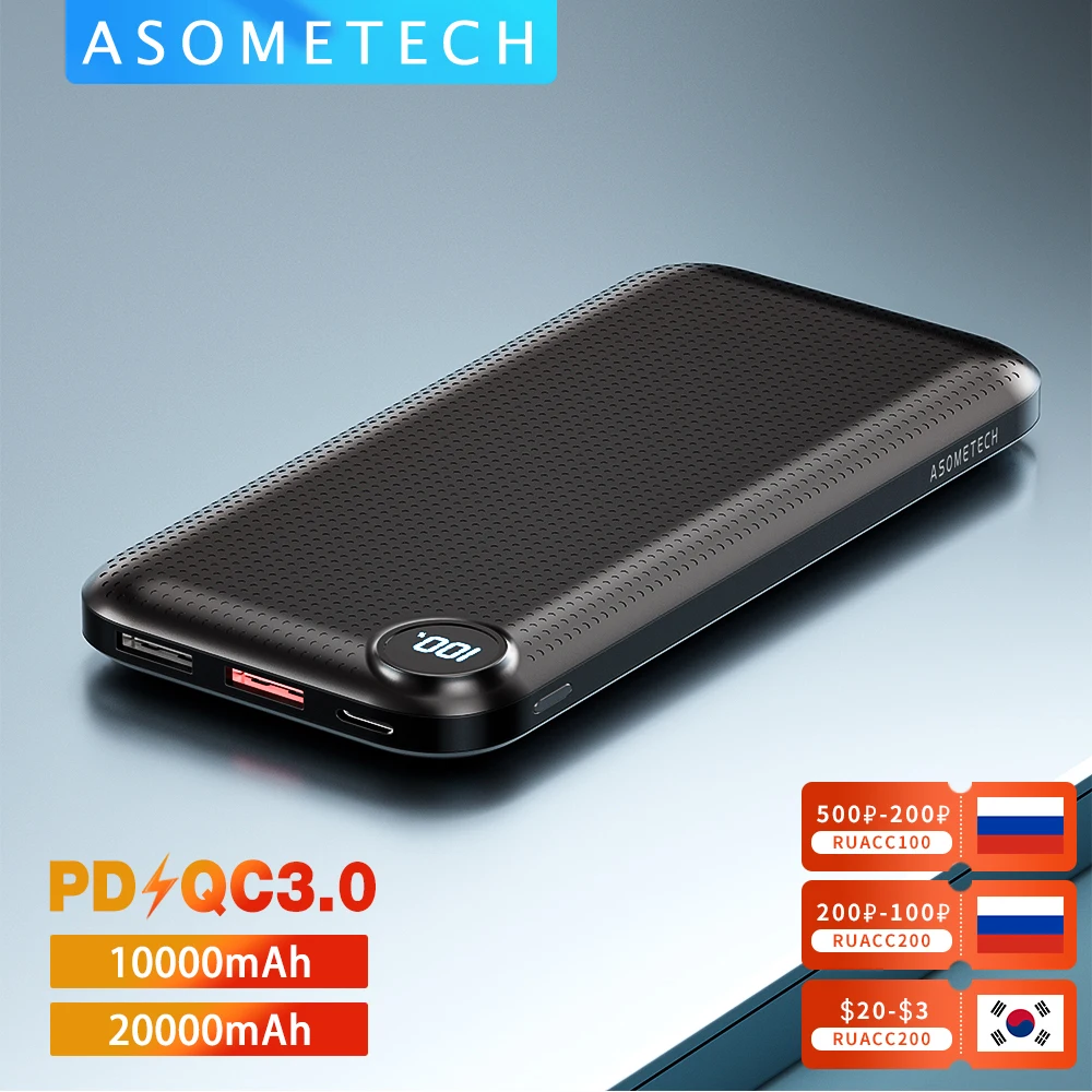 

Power Bank 10000mAh 18W PD Two-way Fast Charging Powerbank Portable QC 3.0 USB Type C External Battery Charger for iPhone Xiaomi