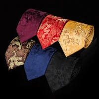 luxury mens dress 9cm gorgeous national wind red chinese dragon pattern jacquard groomsman groom wedding silk tie