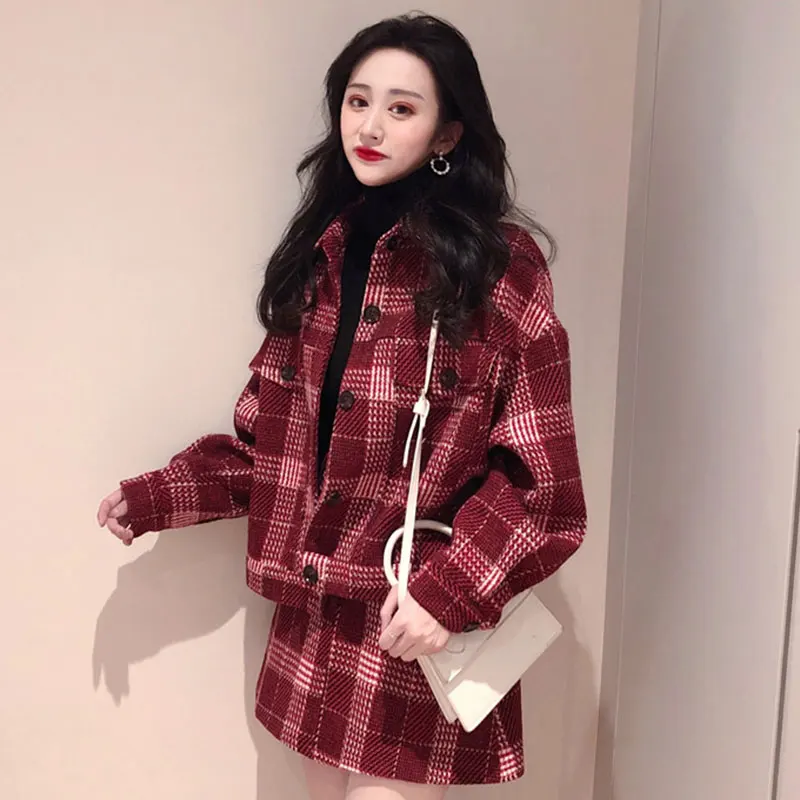 

JXMYY The new autumn and winter 2020, western style, playful dwarf, high temperament, small fragrant woolen plaid two-piece suit