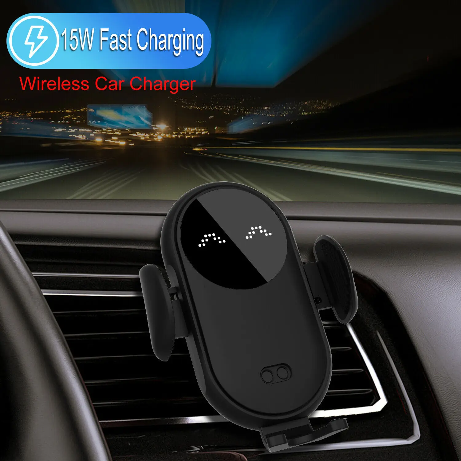 

Car Wireless Charging Charger Mount Holder Automatic Clamping 15W Qi Wireless Car Charger Air Vent Cell Phone Mount Holder