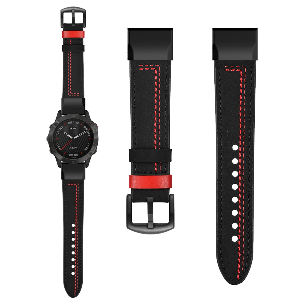 

26mm 22mm QuickFit Leather Strap For Garmin Fenix 6 6X Pro Wristband 5x plus Band TACTIX DELTA/Enduro/MARQ Bracelet Watchband
