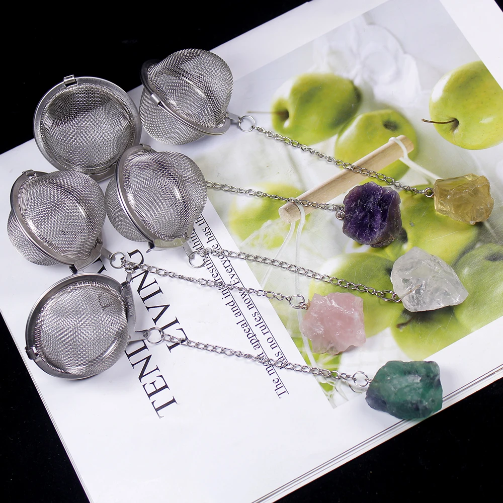 1 шт кристалл натуральный камень 304 Нержавеющая сталь Чай фильтр необработанный