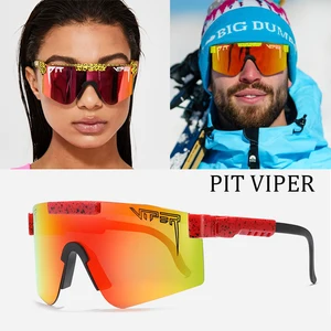 new hot pit viper new brand mirrored green lens sunglasses polarized men sport goggle tr90 frame uv400 protection with case free global shipping