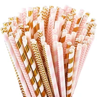 disposable straws 100pcs bronzing biodegradable paper straws suitable for birthdays weddings holiday events and party supplies