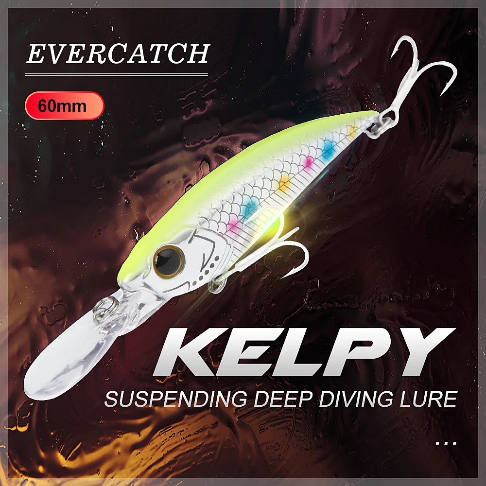 

Evercatch Kelpy 5g/60mm minnow shad suspending deep diving crankbaits rattlin jerkbait floating fishing wobblers for bass pike