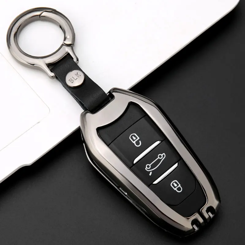 A-Black round buckle Брелок для ключей из цинкового сплава, брелок для ключей Citroen C2 C3 C4 C5 C6 Aircross Picasso Xsara C-Elysee C-Quatre - Название цвета: A-Black round buckle