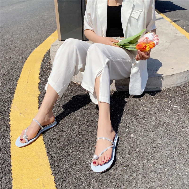 

Low Sandals Woman Leather Suit Female Beige Summer Heels Clear Shoes Flip Flops Platform Low-heeled Comfort Black Girls 2021 Cor
