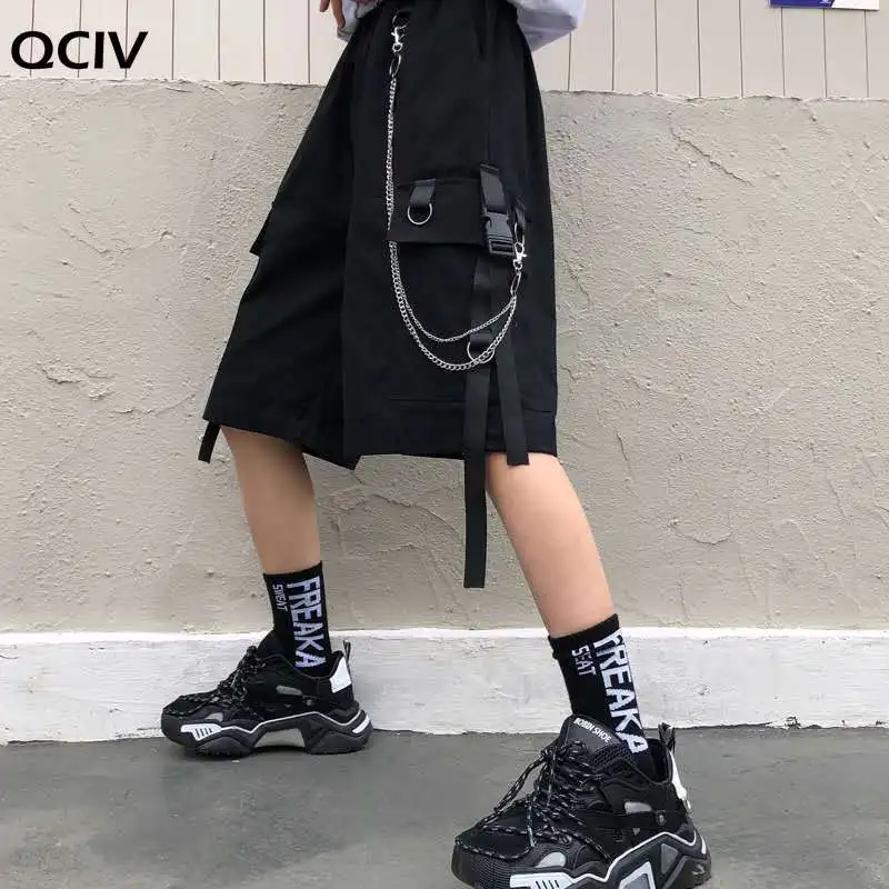 

Solid Men's Shorts Summer Mens Beach Shorts Ribbons Black Hip Hop Streetwear Casual Male Sportswear Shorts Homme Clothing
