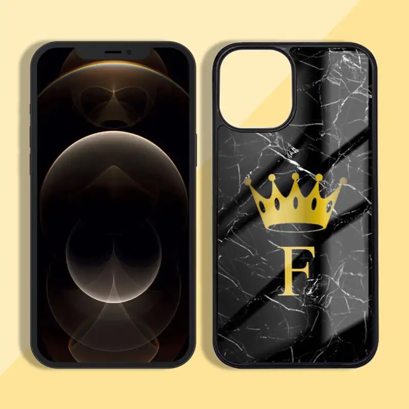 

Custom name Letter Marble Gold Phone Case Silicone TPU+PC For iPhone 11 12 mini Pro MAX 6 7 8 Plus X XR XS