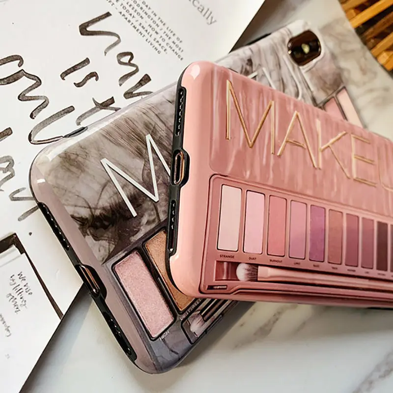 UTOPER макияж тени для век Палитра чехол телефона iphone XS Max XR X 6 6s 7 8 plus Глянцевая