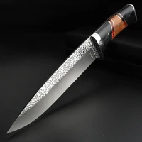 outdoor fixed blade knife forged steel camping hunting knife wooden handle straight knives survival tool with nylon sheath