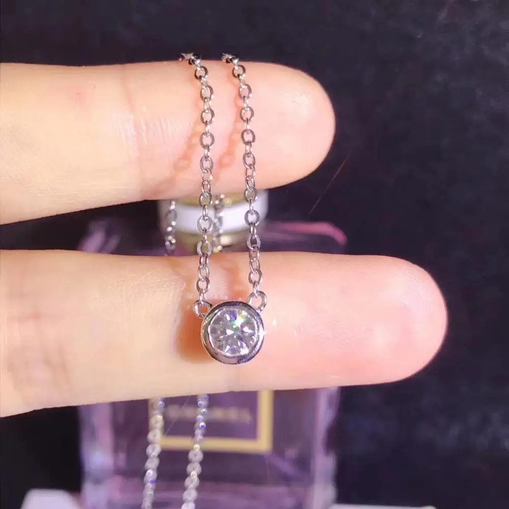 Стихи Иудейского магазина S925 Серебряное ожерелье круглое 0.50ct D VVS классическое с
