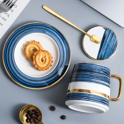 Простая кружка с крышкой и ложкой креативная индивидуальная трендовая