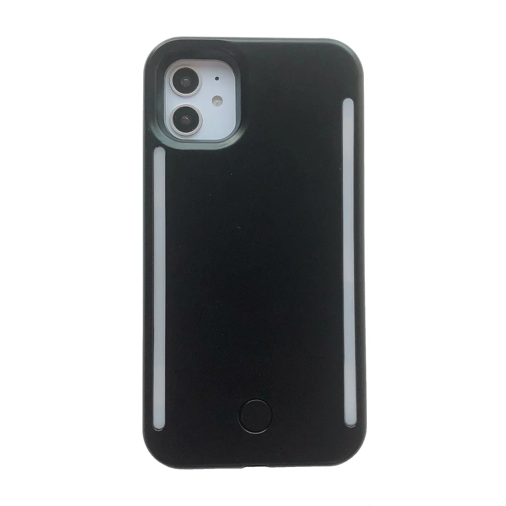 Светодиодный роскошный светящийся чехол для телефона для iPhone 6, 6s, 7, 8 Plus, X, идеальный селфи светильник, светящийся чехол для samsung S8, S9 plus, чехол - Цвет: Black