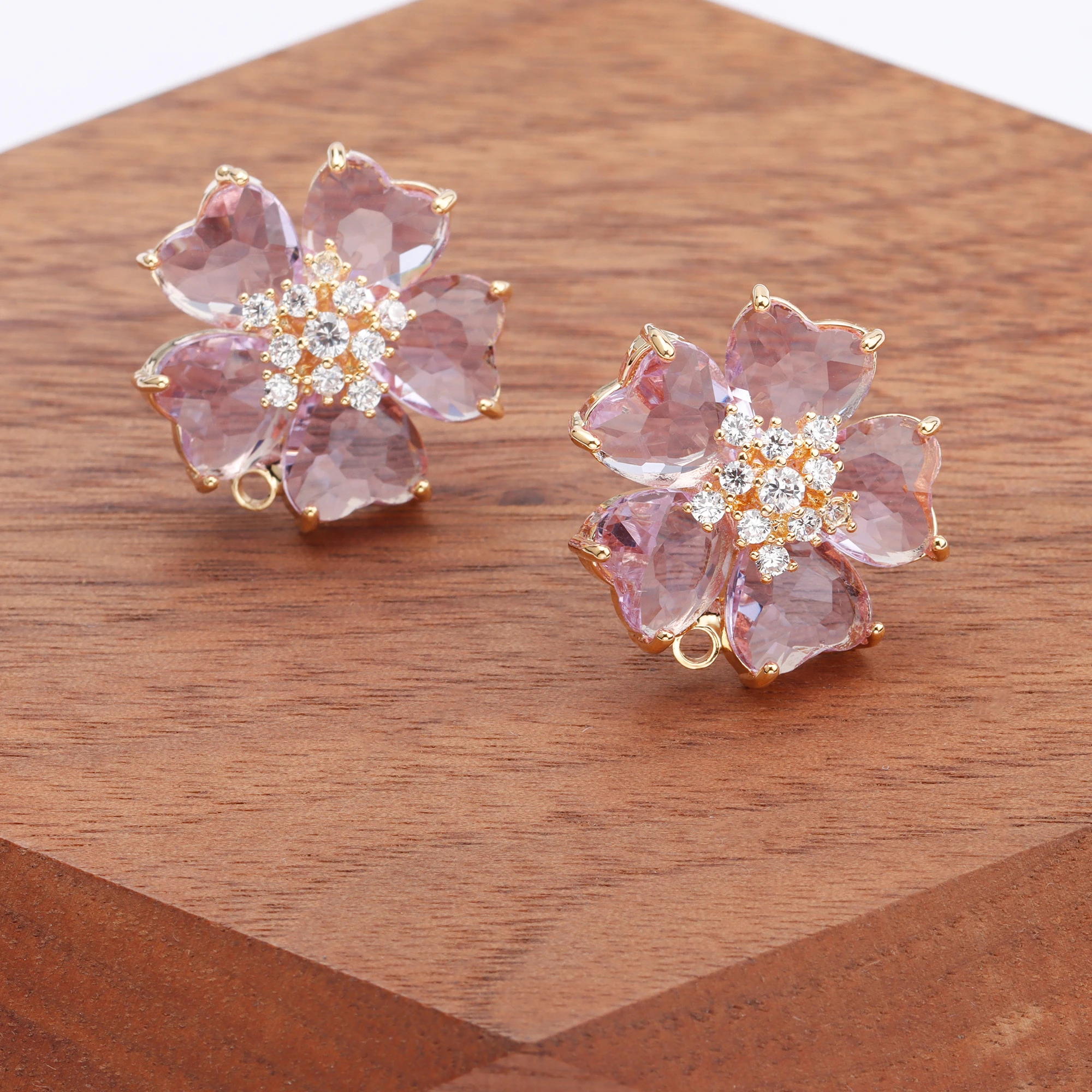 

Sanying M779,jewelry making accessories,18k gold plated,zircon glass pendants,hand made,diy earrings,6pcs/lot