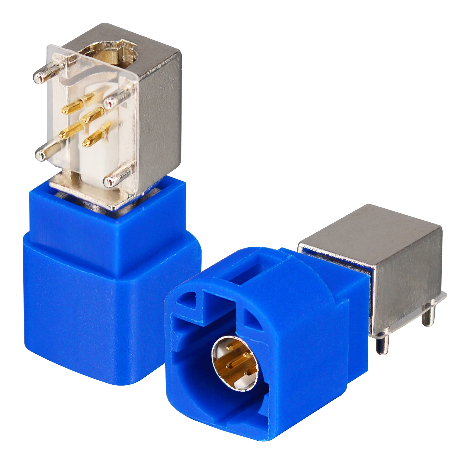 Коаксиальный разъем Fakra HSD RF 4-контактный под углом для подключения к печатной