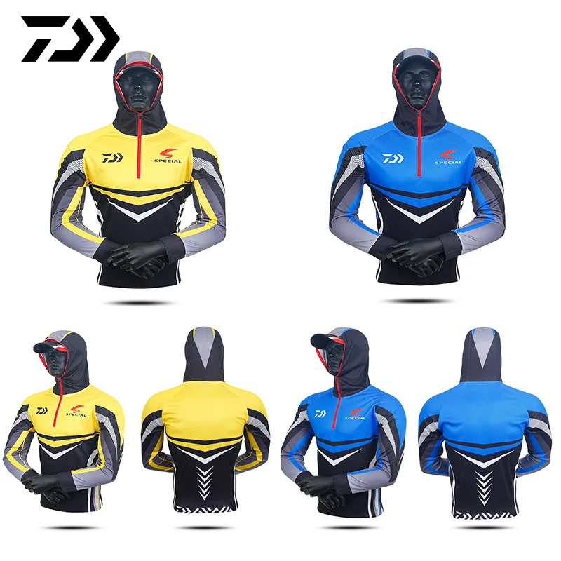 

Summer Fishing Shirt Men Breathable Sun Protection Full Sleeve Fishing Hooded Outdoor Anti-mosquito Anti-uv Fishing Jacket