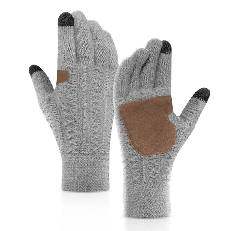 

Men Winter Knit Touchscreen Gloves Thermal Warm Thick Lining Anti-Slip Mittens U90E