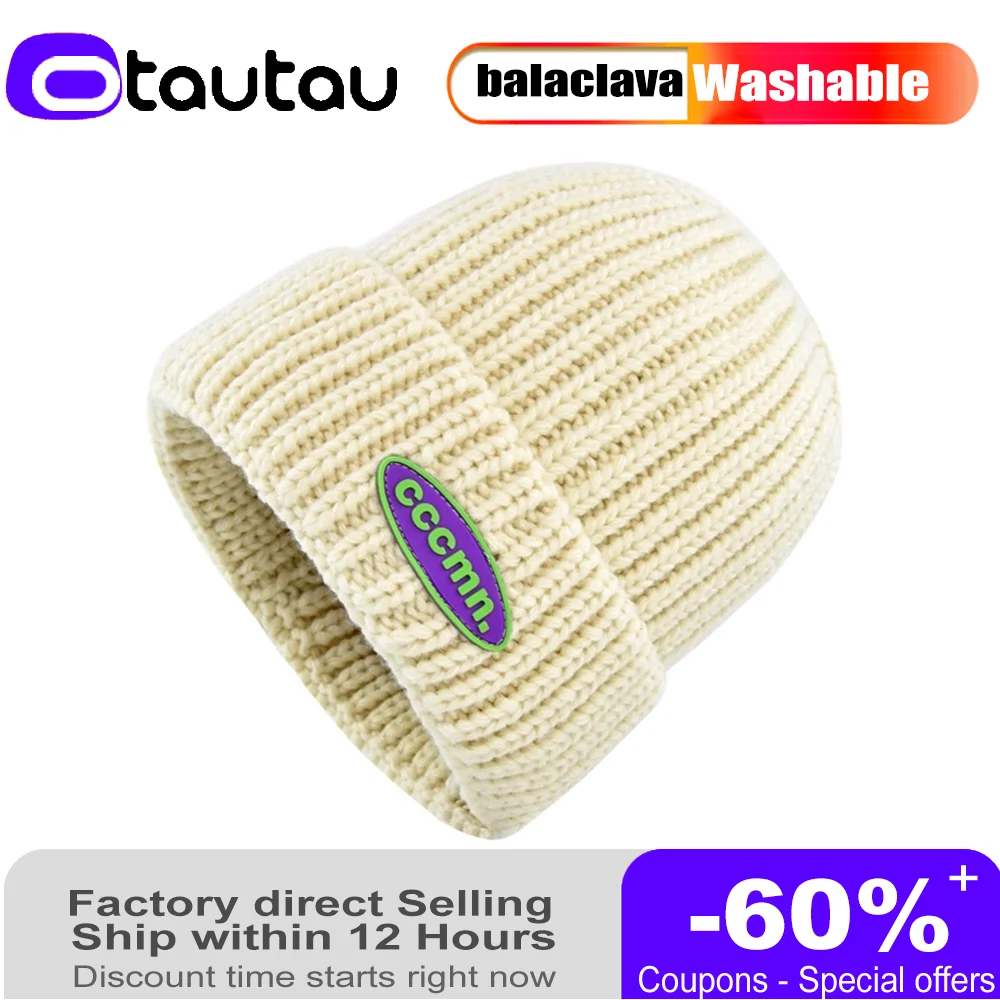 

2022 New Wool Autumn and Winter All-match Knitted Hat Female Korean Candy Color Label Warm Ear Protection Hat