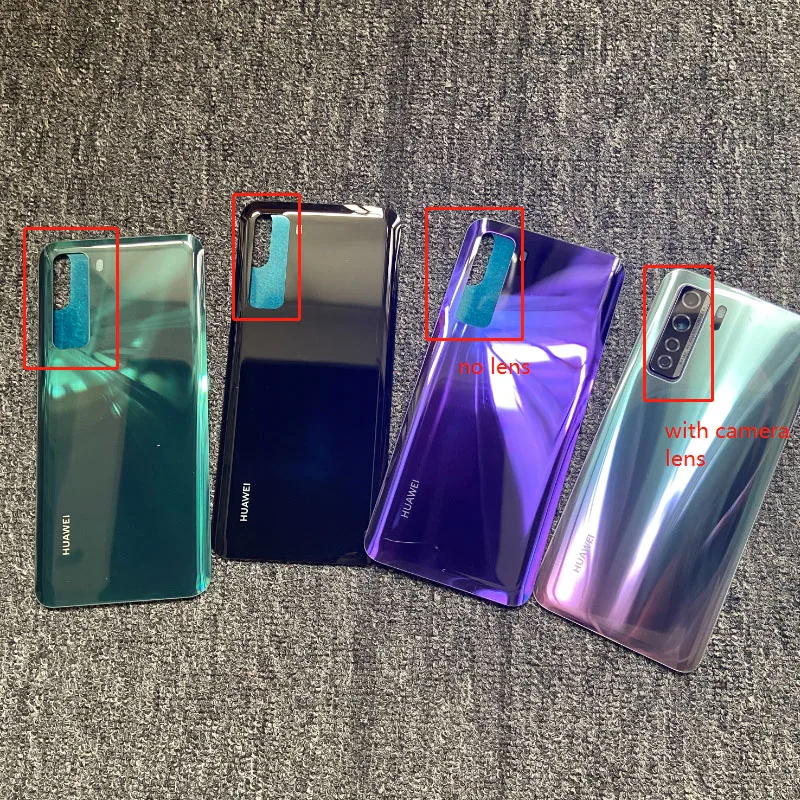 Задняя крышка батарейного отсека для Huawei P40 Lite 5G стеклянная с объективом камеры