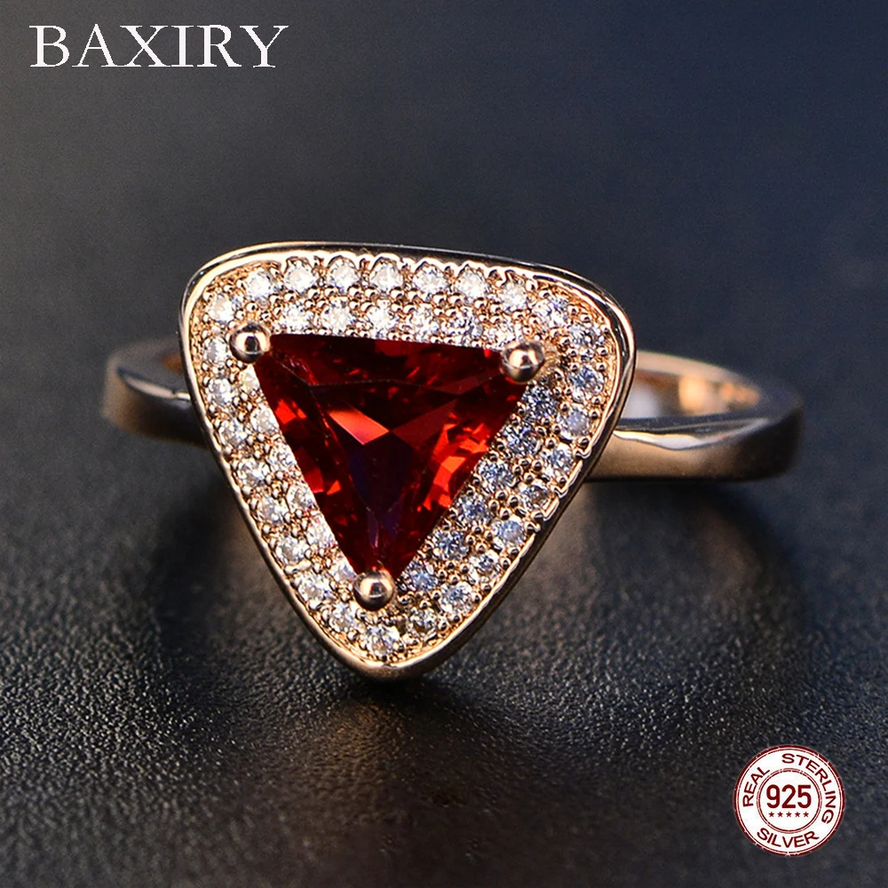 Роскошное модное кольцо с рубином искусственное серебряное для женщин