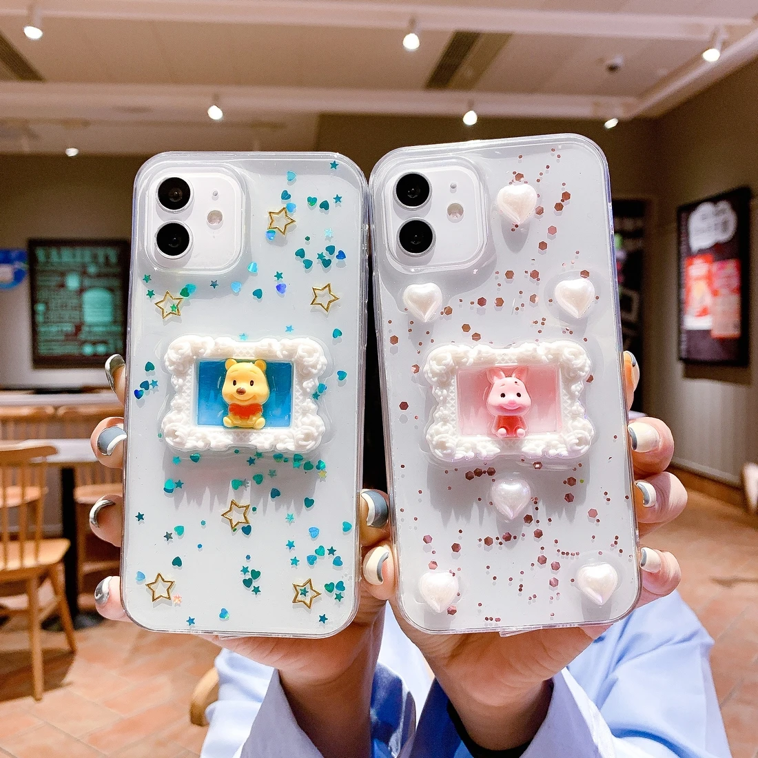 

3D Image frame Cartoon pattern for iPhone 7 8 7plus x xs xr xsmax 11 11Pro 12 12Promax 11promax transparent soft shell