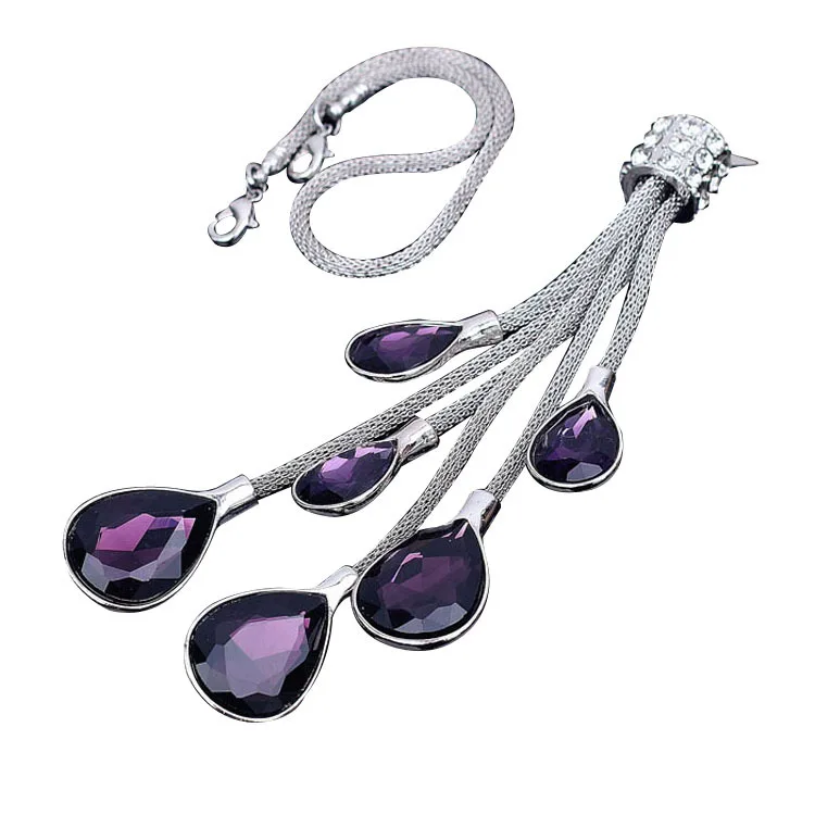 

Car rearview mirror doll pendant accessories glass water drill tassel water drop gem alloy accessories metal