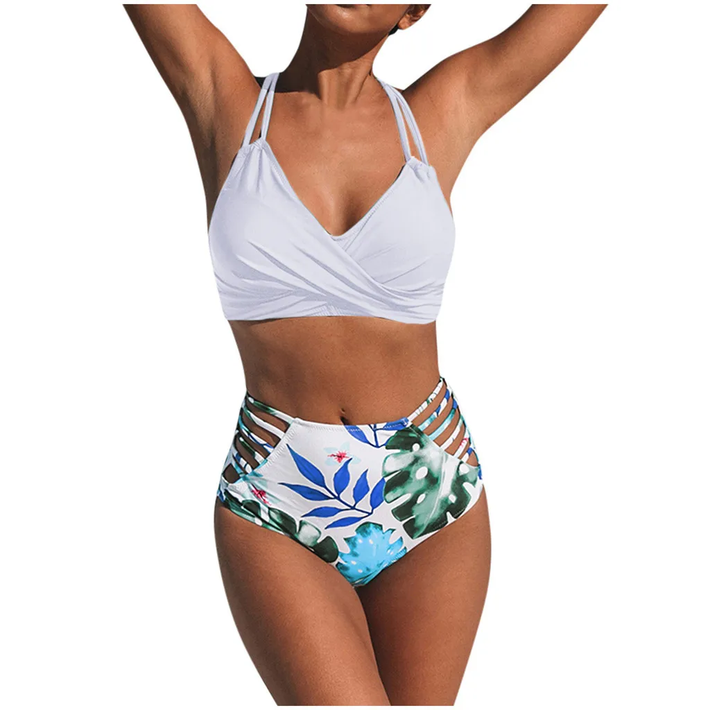 Женский комплект бикини SAGACE повседневный пляжный из двух предметов с цветочным