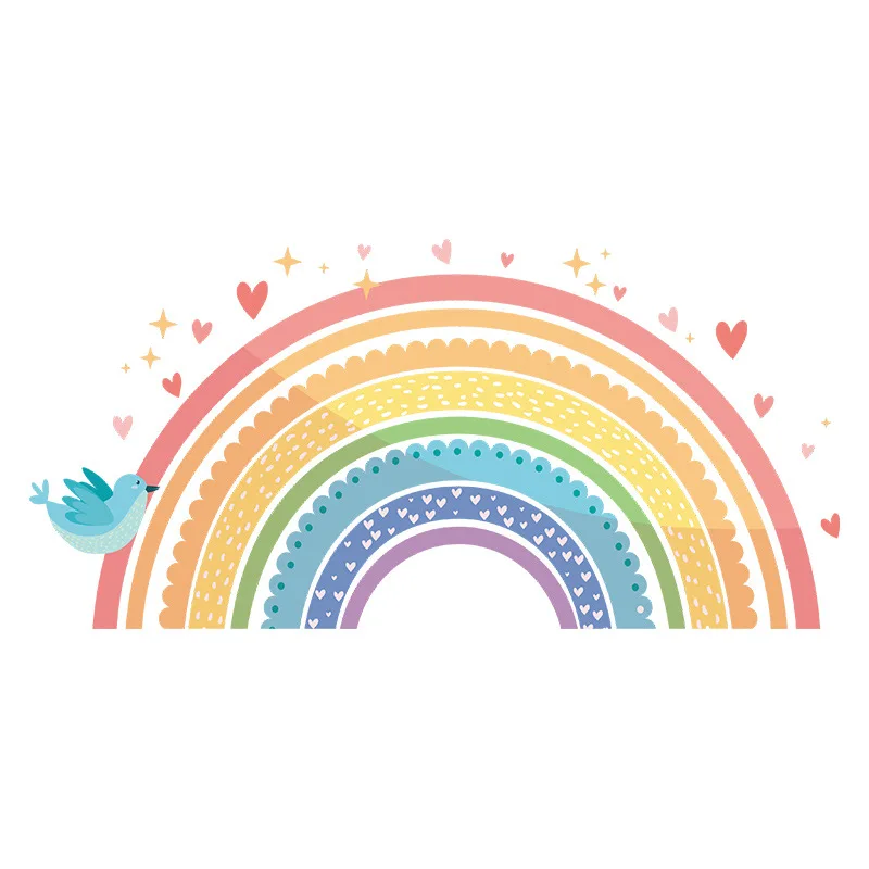 

Cartoon Rainbow Lace Stickers Children's Bedroom Living Room Wall Beautification Decorative Wall Stickers Bedroom Decor Sticker