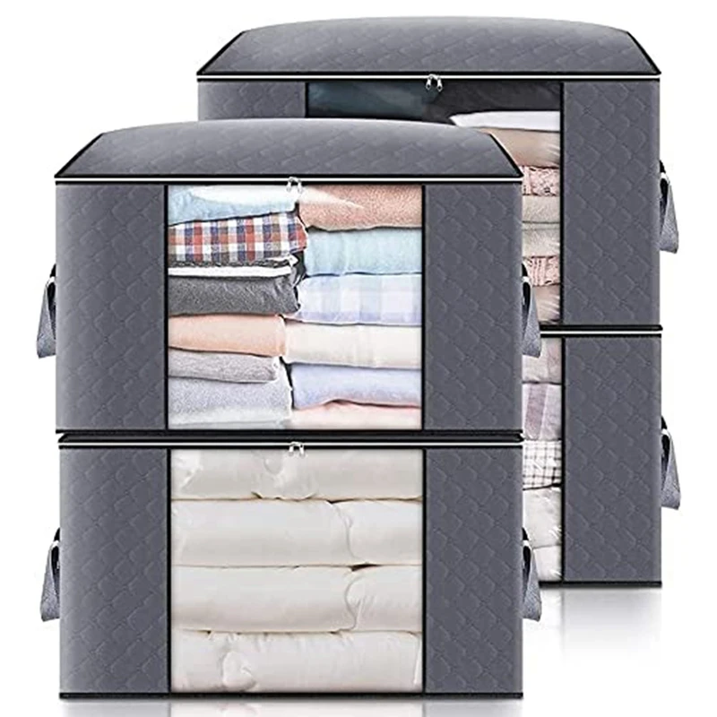 

Large Storage Bag Foldable Under Bed Clothes Storage with Reinforced Handle Under Bed Storage Bags