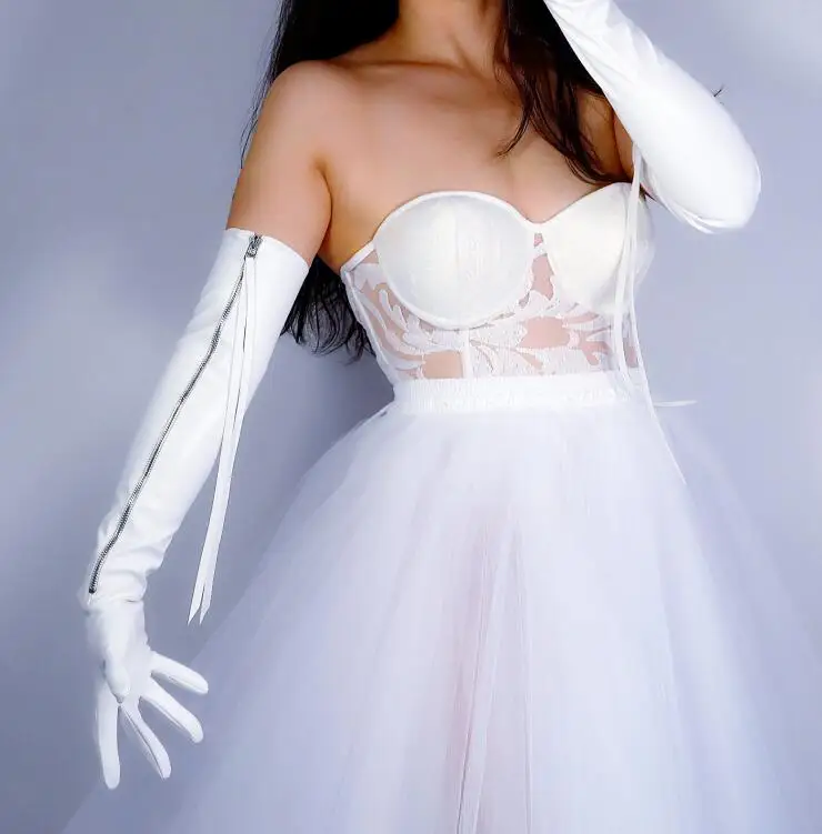 Женские модные Сексуальные облегающие перчатки из искусственной кожи на молнии