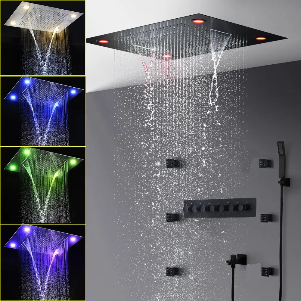 Матовая черная классическая светодиодсветодиодный насадка для душа дождевые