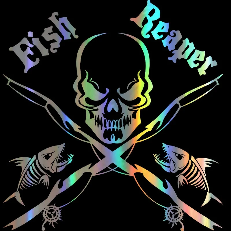 

Fish Reaper Skull Car Sticker Vinyl Auto Accessories Car Window Car Styling Decal PVC 13cmx13cm Cover Scratches Waterproof