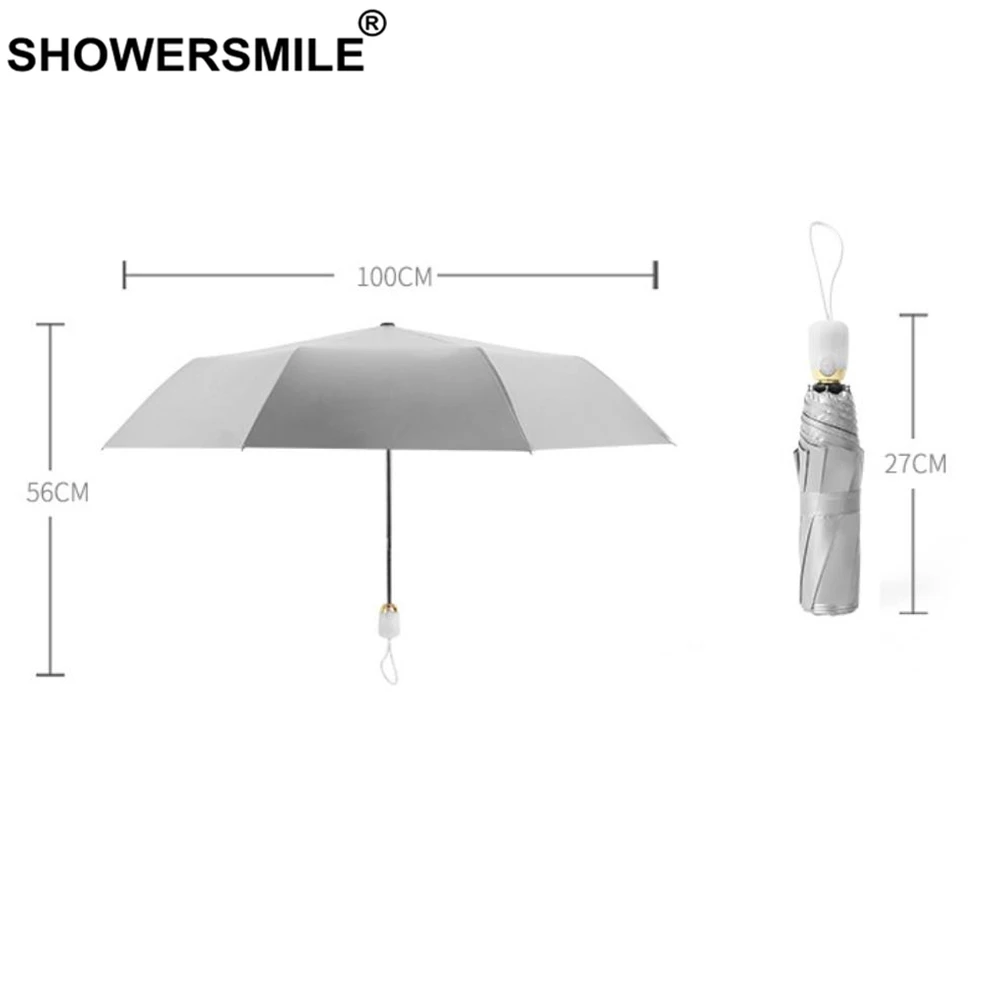 SHOWERSMILE серебряное покрытие Uv Защитный зонтик Umbrela для женщин солнце дождь три