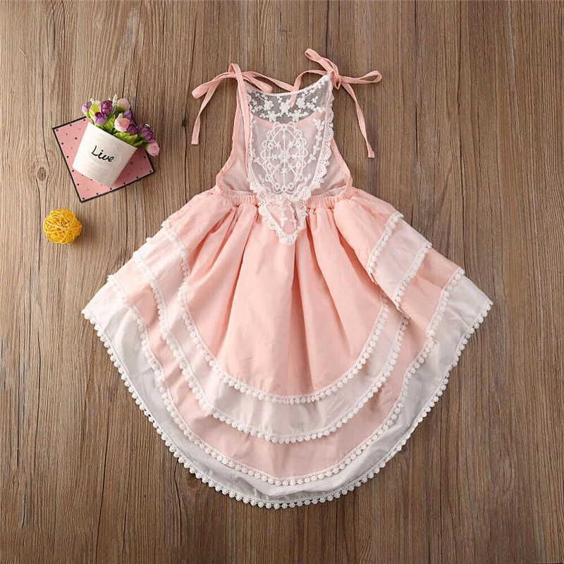 Платье принцессы с оборками для девочек вечерние платья без рукавов летний