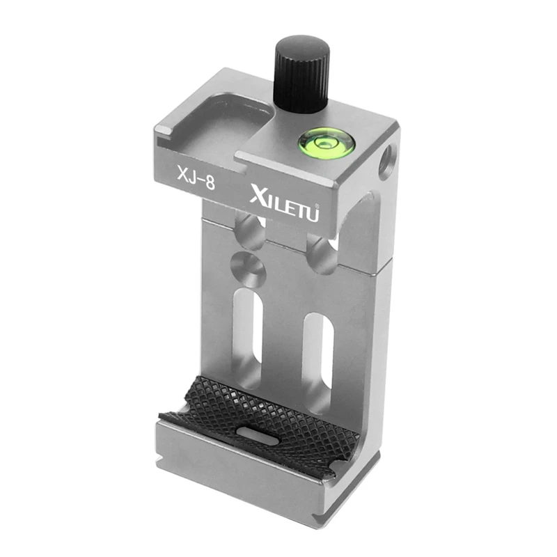 

XILETU XJ-8 Tripod Head Bracket Mobile Phone Holder Clip For Phone Flashlight Micro-phone with Spirit Level and Cold Shoe Mount