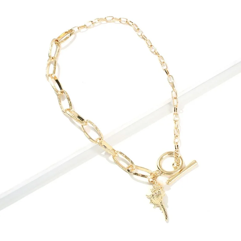 Europe and the United States new asymmetric chain alloy necklace imitation pearl conch shell | Украшения и аксессуары