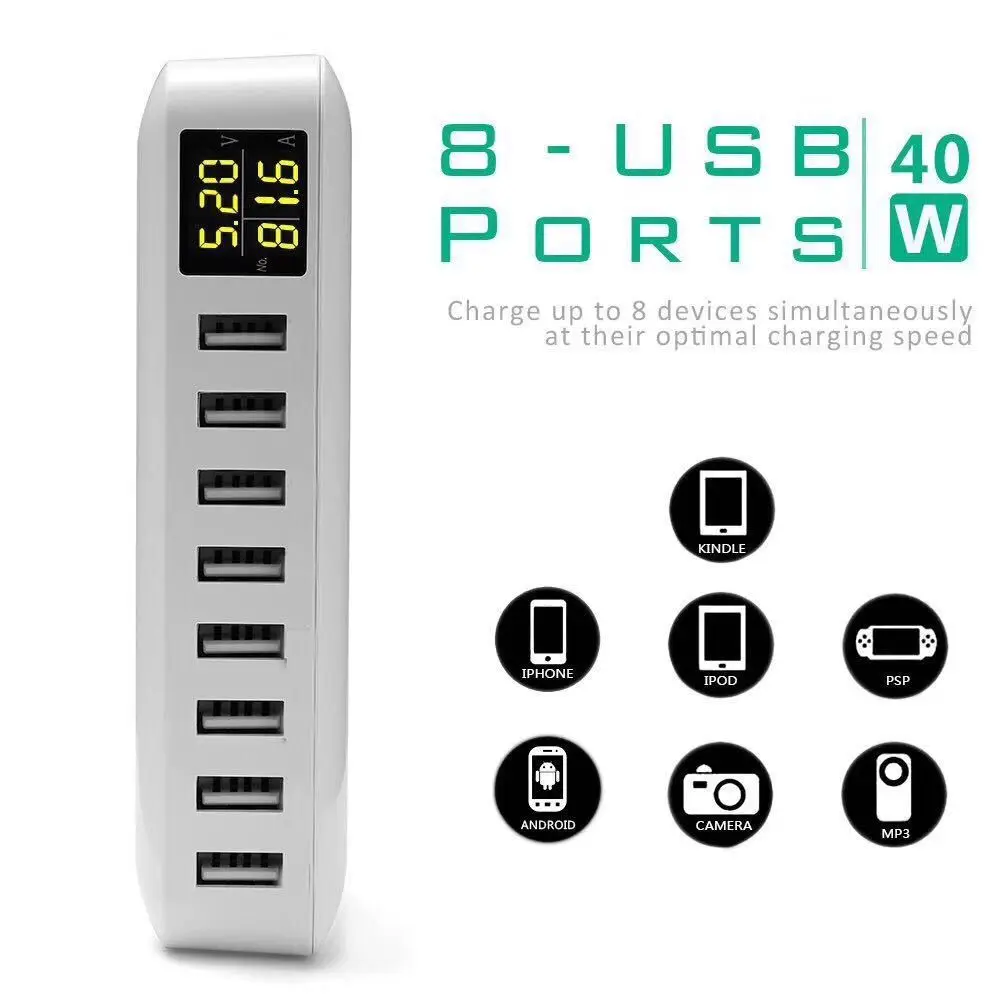Зарядная Станция AIXXCO с несколькими USB портами зарядная станция 8 и ЖК дисплеем
